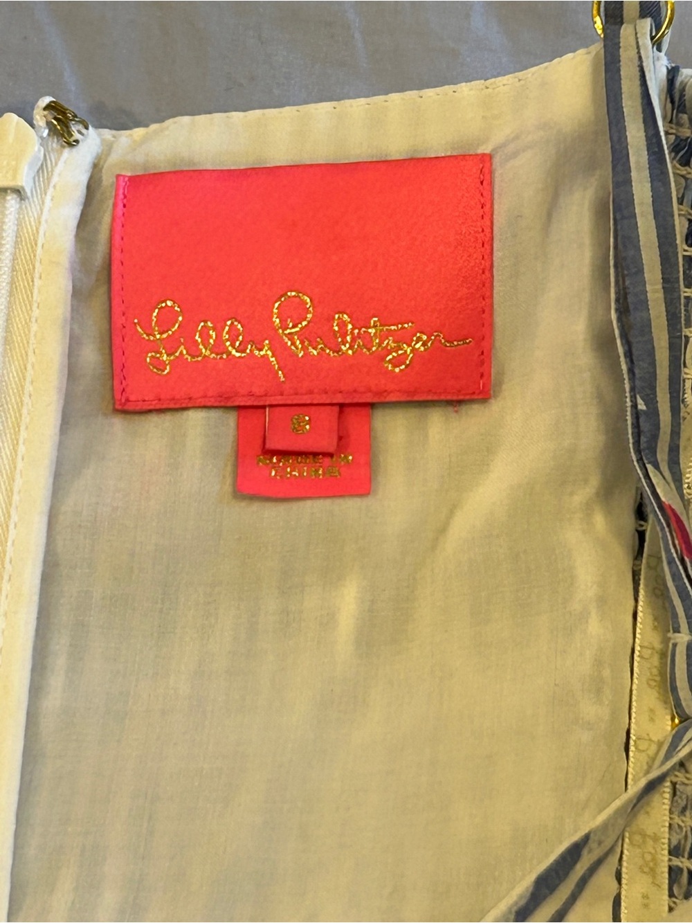 Lilly Pulitzer Pink Logo Tag with Blue-Striped Trim - Picture 5 of 8